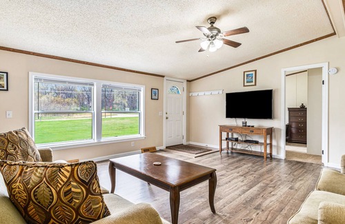 Benton Harbor House | Quiet home near beaches with large yard, firepit, grill, central AC, & W/D