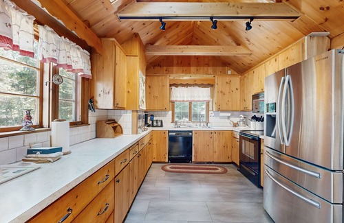 Meredith House | Quintessential lakefront home with woodstove, beach access, dock & washer/dryer