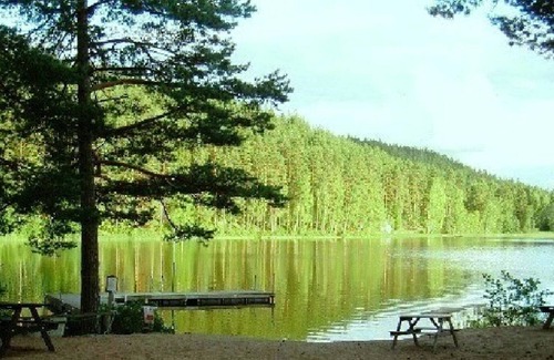Ydre Municipality House | Red and white holiday home near the forest and not far from the lake and swimming facilities