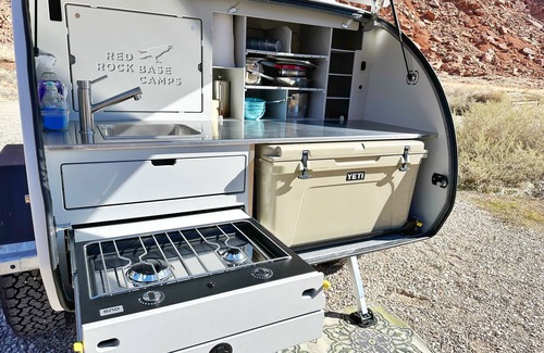 Moab House | Red Rock Base Camps Teardrop Trailer #1. Take your hotel room outside!