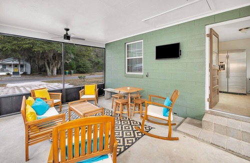 Darien House | Relax in Style: 3BR Home w/Screened Patio, Walk to Downtown, Boat Parking Here!