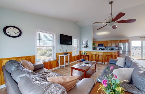 Wind Over Waves House | Renovated water-view house with private pool, hot tub, game room, & central AC