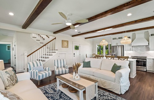 Carrabelle House | Resort-style pool, private beach, water view!