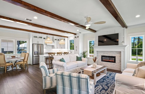 Carrabelle House | Resort-style pool, private beach, water view!