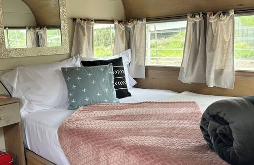 Lava Hot Springs House | Retro Camper full size bed