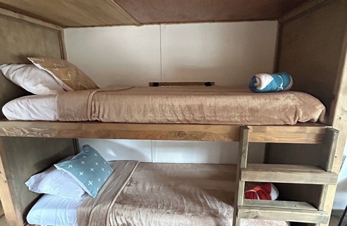 Lava Hot Springs House | Retro Camper king and 2 twin size beds