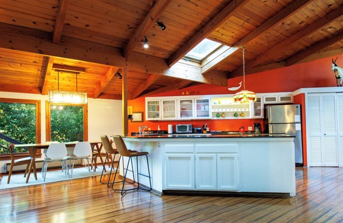 Northwood House | Riverfront 3 Bed 2 1/2 Bath, Woodstove, HOT TUB, Private Beach, Kayaks+ Pets OK
