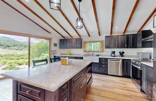 Stowe Area House | Riverfront house w/valley & distant mountain views, fireplace, w/d, wifi