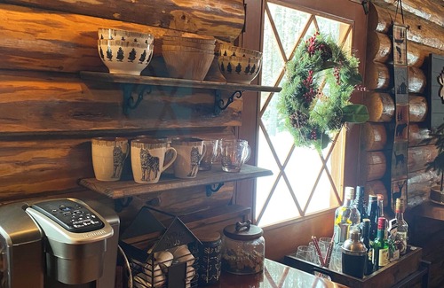 Wentworth Cabin | Riverfront Log Cabin with Mountain Views - Hot Tub & Wood Burning Fireplace