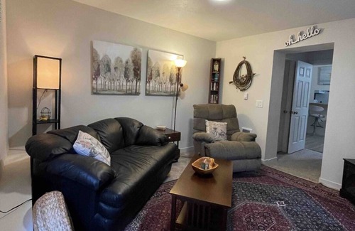 May Creek Apartment | Riverside Retreat. 1queen bed, full kitchen, full bath, private apartment.