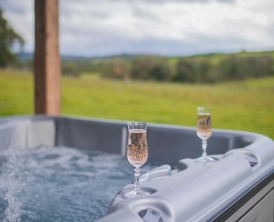 Llangadog Ski Chalet | Romantic country cabin with log burner, spectacular views, spa hot tub - Brecon Beacons National Park