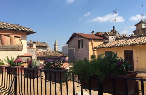 Rione V Ponte Apartment | Rome: Romantic penthouse of 700 with wifi, fireplace and a panoramic terrace in the heart of the historic center, near Piazza Navona