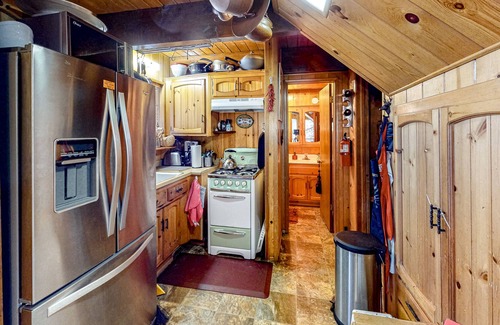 Arrowbear Lake Cabin | Rural 2-story cabin with fireplace, grill, deck, & mountain views