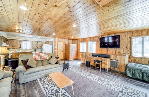 Big Creek Cabin | Rustic home with a wood stove, private dry sauna, & two decks with forest views