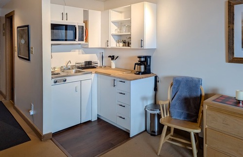 Big White Ski Resort Condo | Rustic studio near the slopes with hot tub, sauna, & efficient layout