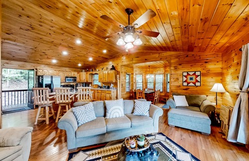 Murphy Cabin | Scenic cabin with amazing views, covered deck, firepit, & fireplace
