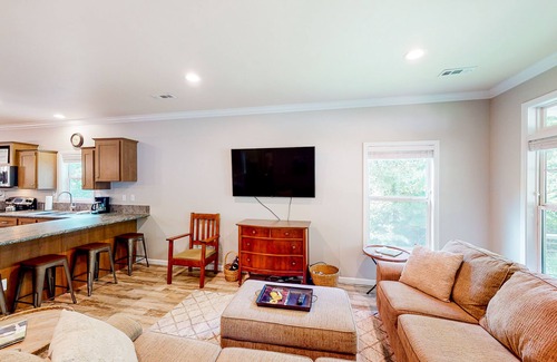 Woodfin House | Secluded home with firepit, gas grill, deck, full kitchen, TV, & washer/dryer