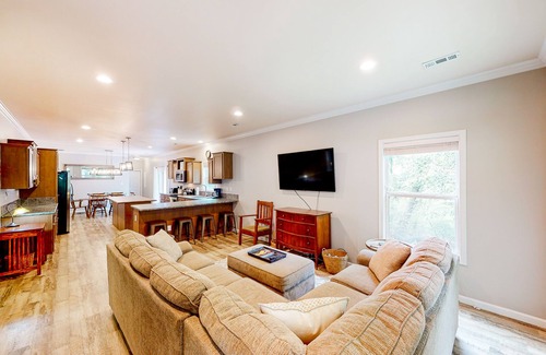 Woodfin House | Secluded home with firepit, gas grill, deck, full kitchen, TV, & washer/dryer