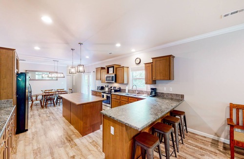 Woodfin House | Secluded home with firepit, gas grill, deck, full kitchen, TV, & washer/dryer