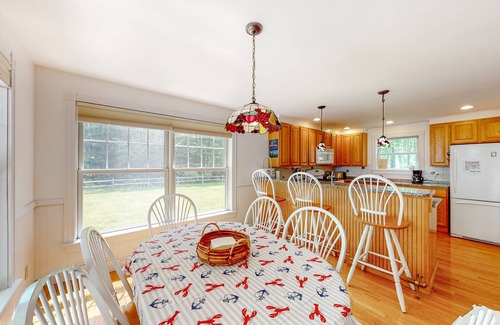 Ellsworth House | Secluded lakefront home with patio & firepit, fast WiFi, wood stove & W/D