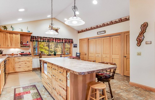 Lac du Flambeau House | Secluded lakefront home with kayaks, canoe, swim platform, firepit, & W/D
