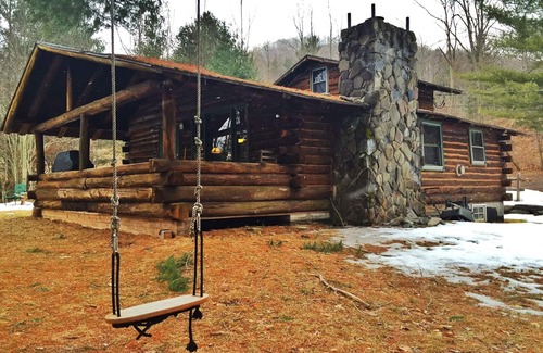 Phoenicia Cabin | Secluded Log Cabin with Catskill Mountain Views, Seasonal Pond & Cozy Fireplace