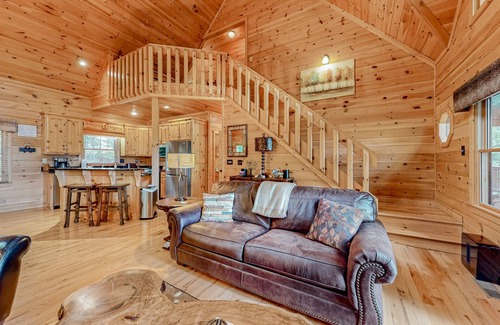 Foxfire Estates Cabin | Secluded mtn-view cabin with private hot tub, fireplaces, firepit, grill, deck