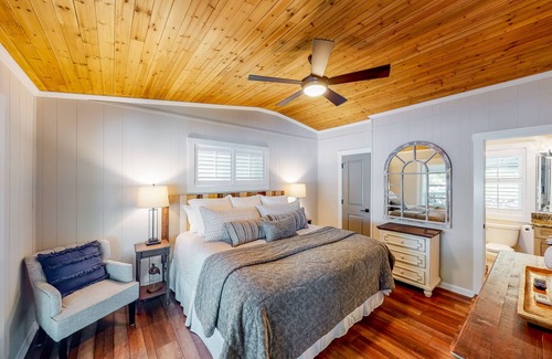 Leesville House | Serene lakefront retreat with dock, firepit, furnished deck, gazebo & boathouse
