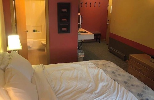 Powder Mountain Cabin | Ski in/out room at Powder Mountain Queen bed, Full bath, kitchenette