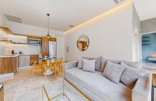 Zazil-ha Apartment | Sleek apartment with walk-in showers, central AC, plunge pool, and ocean views