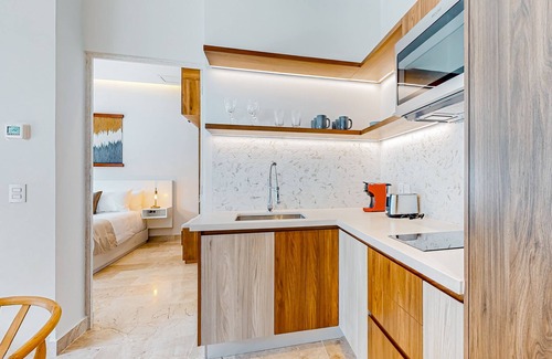 Zazil-ha Apartment | Sleek apartment with walk-in showers, central AC, plunge pool, and ocean views