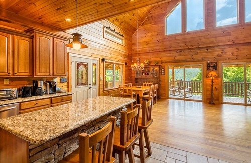 Waynesville Cabin | Smoky Mountain Dreams Luxury Log Cabin -mountains, creek, trail & playground.