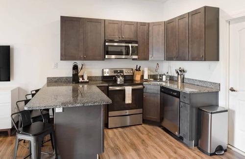 West Poplar Apartment | Sosuite | 2BR Apt w Balcony, W/D, Gym, On-Site Bar