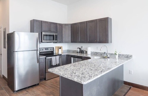 West Poplar Apartment | Sosuite | 2BR Penthouse w W/D, Gym, On-Site Bar