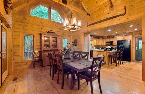 Cullowhee House | Spacious cabin near lake & boat ramp with firepit, foosball, bar, decks & WiFi