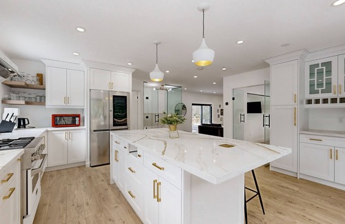 Springwater House | Spacious home with a private pool, hot tub, multiple decks, washer/dryer, & AC