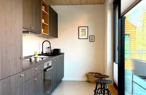 Hohwacht Apartment | Spacious, light-filled loft with rooftop terrace and fireplace.