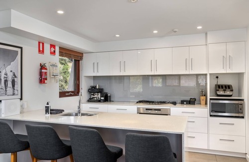 Thredbo Apartment | Spacious luxury in the village, gas fire, spa bath, Foxtel, expresso machine, BBQ & private Balcony