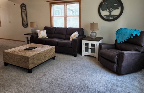 Tomah House | Spacious Townhome in quiet neighborhood with firepit!