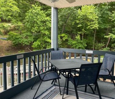 Osage Beach Apartment | STAIRS OPTIONAL! Lakefront! Pool! On Water! Convenient Fishing!