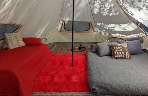 Telogia RV Rental | Stay in our Cozy Tent and Camp with the Goats!