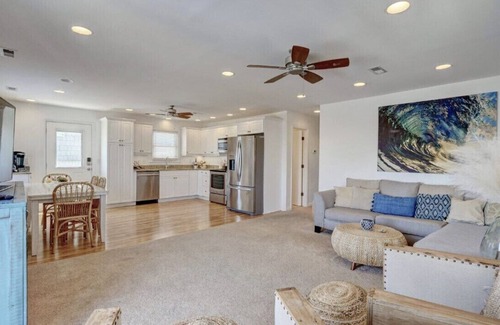 Topsail Beach House | Steps to the beach. Canal front with new dock. Clean, Cozy Getaway.