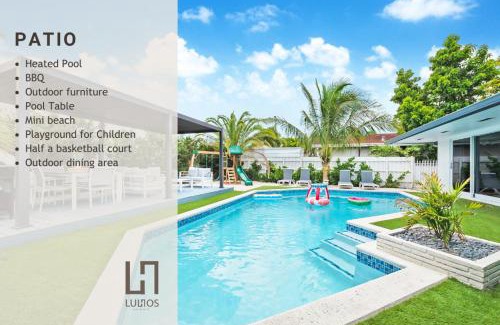 West Perrine House | Stunning 5BR Heated Pool, Beach Access & Games L06