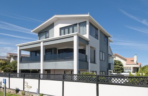 Omanu House | Stunning, Stylish, Beachfront, 3 Level Home, with gorgeous views