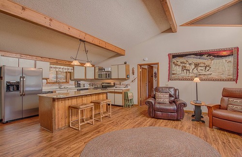 Valley Creek Run House | Stunning views, cabin with 2 master suites, large deck, wood burning fireplace.