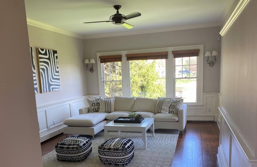 Riverside House | Stunning waterfront house with dock, walk to shops, restaurants, beach, train.