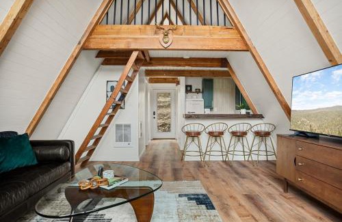Arrowbear Lake Ski Chalet | Stylish Romantic A Frame with Scenic Views Fireplace