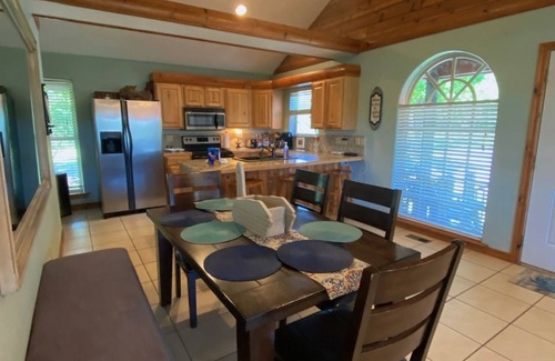 Eucha Cabin | Summer=LakeLife! Popular Grand Lake Dripping Springs cliffside lake view cabin