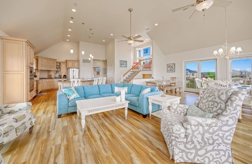 Salvo House | SUMMER SAVINGS - Semi-Oceanfront Dog Friendly w Pool, Hot Tub, Tiki Bar, Game Rm