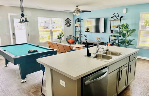 Lincolnville House | Sweet Spot - Pool table, blackout courtains